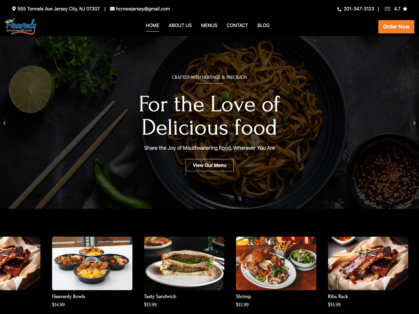 Screenshot of Heavenly BBQ & Grill website