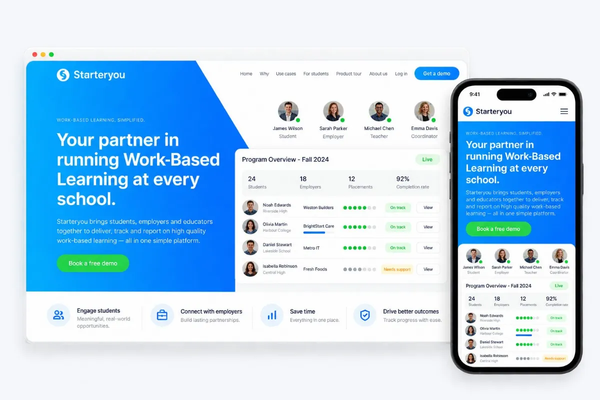 Starteryou website on desktop and phone, built by Kulli Stores