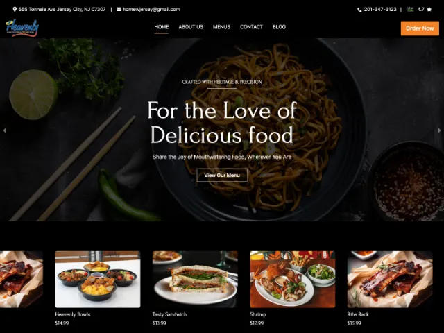 Screenshot of the Heavenly BBQ & Grill website